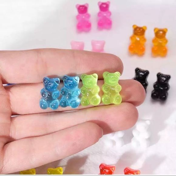 Colorful Retro Gummy Bear Stud Earrings Assorted Colors - Picture 2 of 6